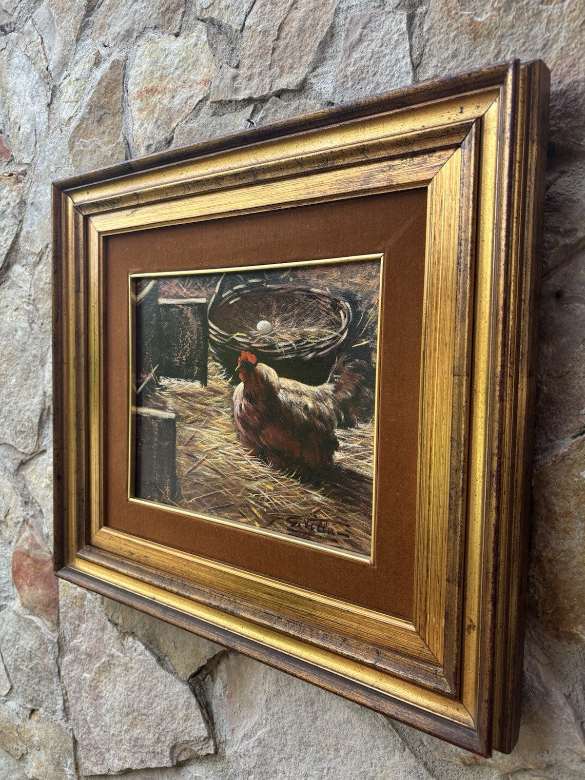 Quadro -Pollaio- Goffredo Villa dipinto a olio su tavoletta