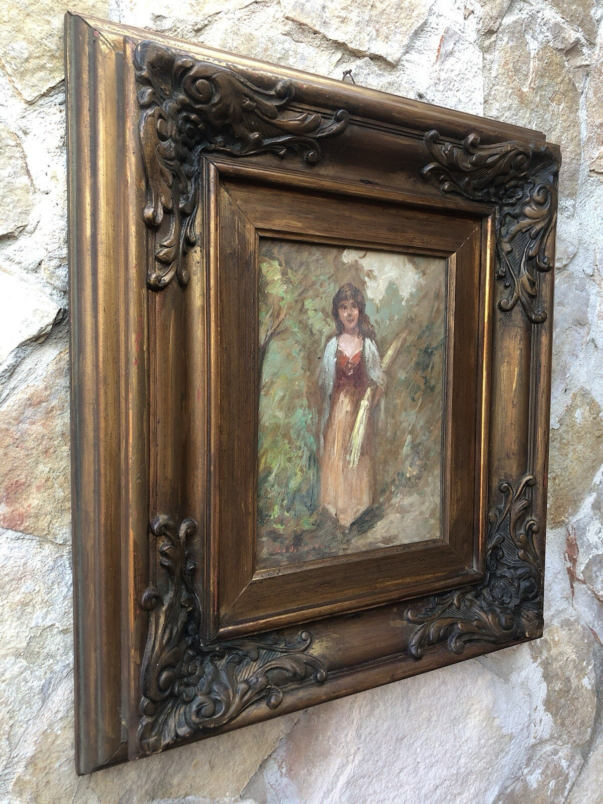 Quadro vintage -Contadina- dipinto a olio