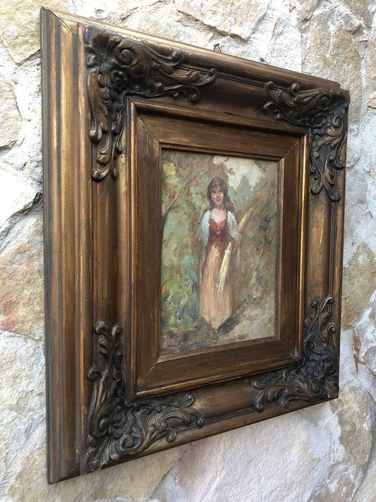Quadro vintage -Contadina- dipinto a olio