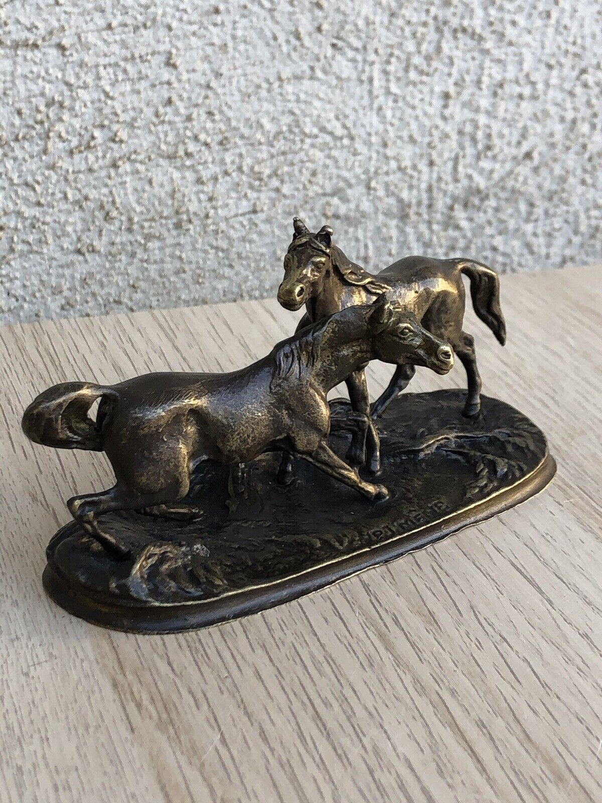 Scultura Vintage Francese -Cavalli- In Bronzo P.J.Méne