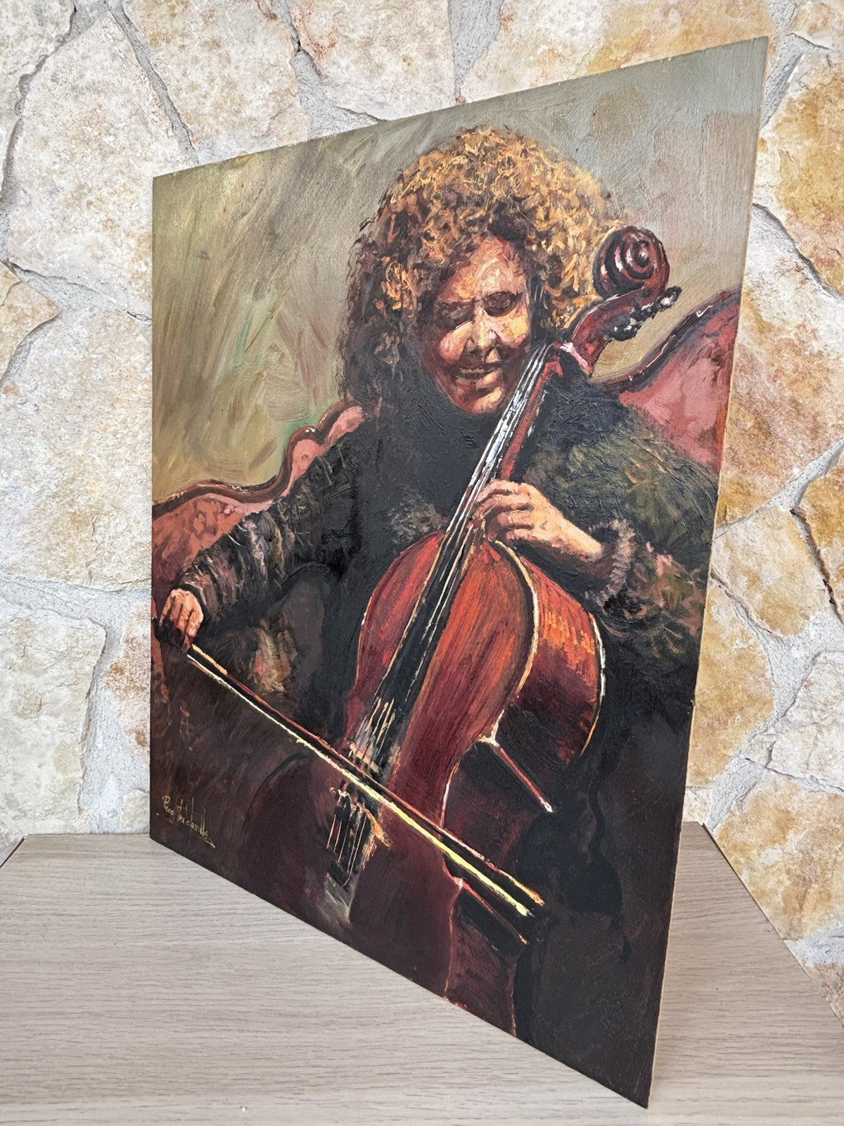 Quadro -Musicista- dipinto a olio su tavoletta