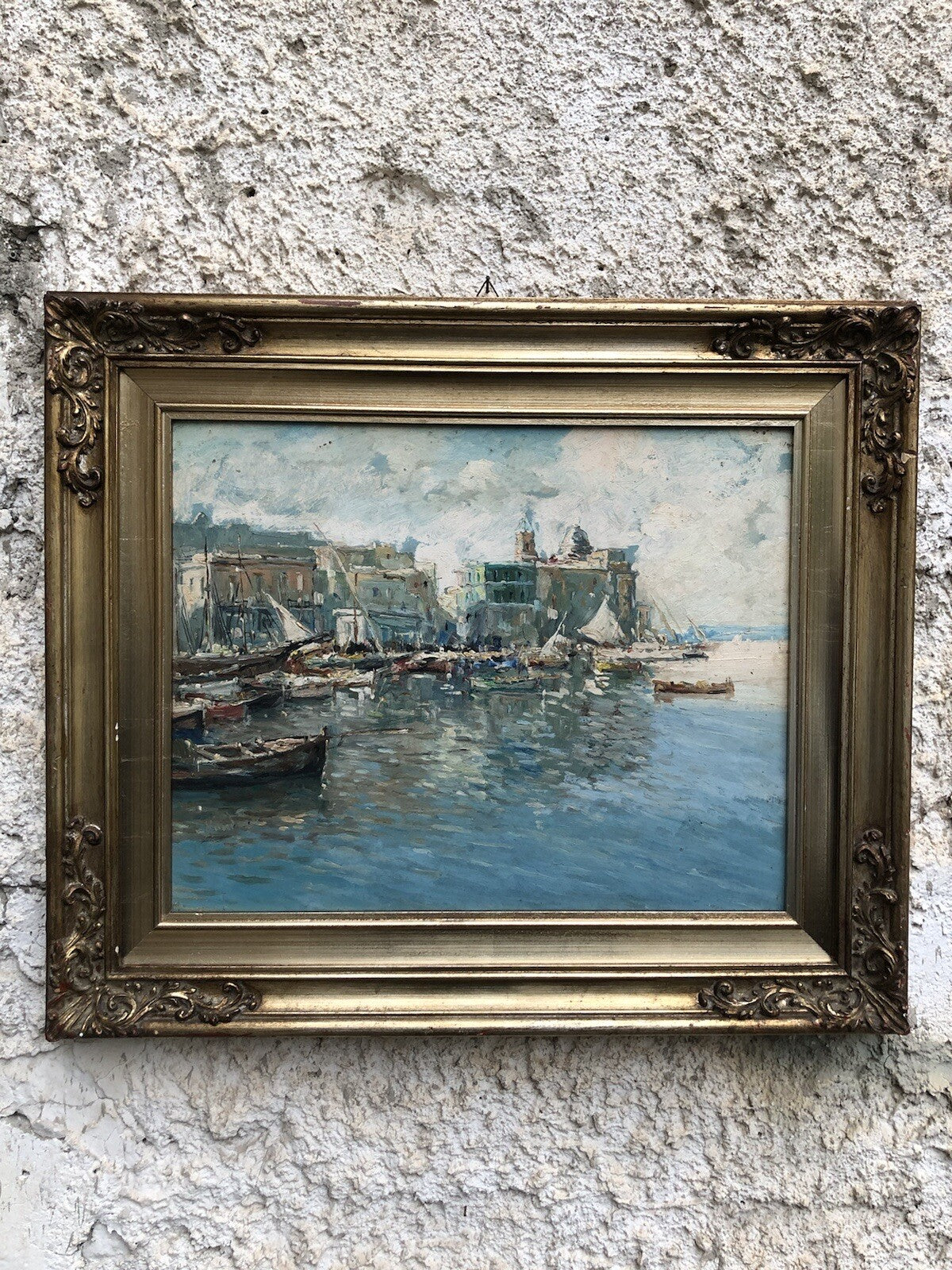 Quadro vintage -Porto Di Pozzuoli- dipinto a olio