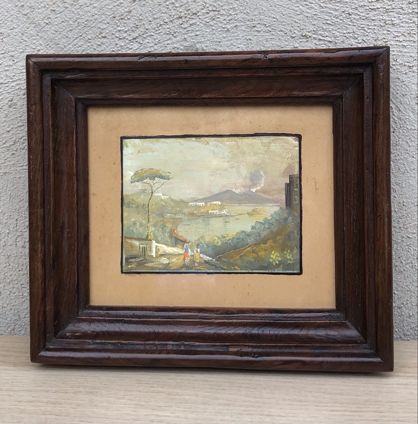 Quadro antico Gouache -Napoli- dipinto su carta