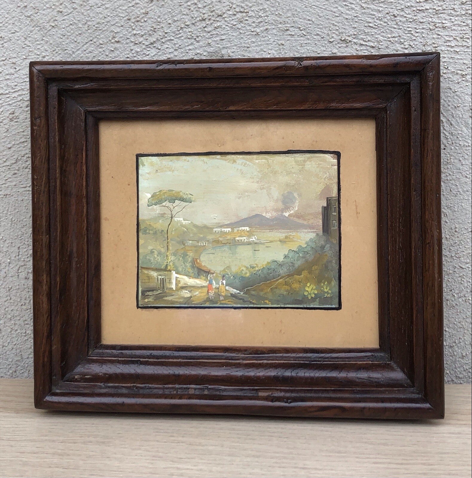 Quadro antico Gouache -Napoli- dipinto su carta