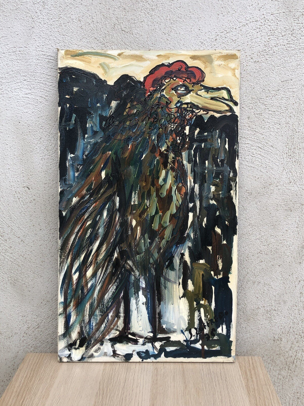 Quadro vintage -Gallo- dipinto a olio su tela