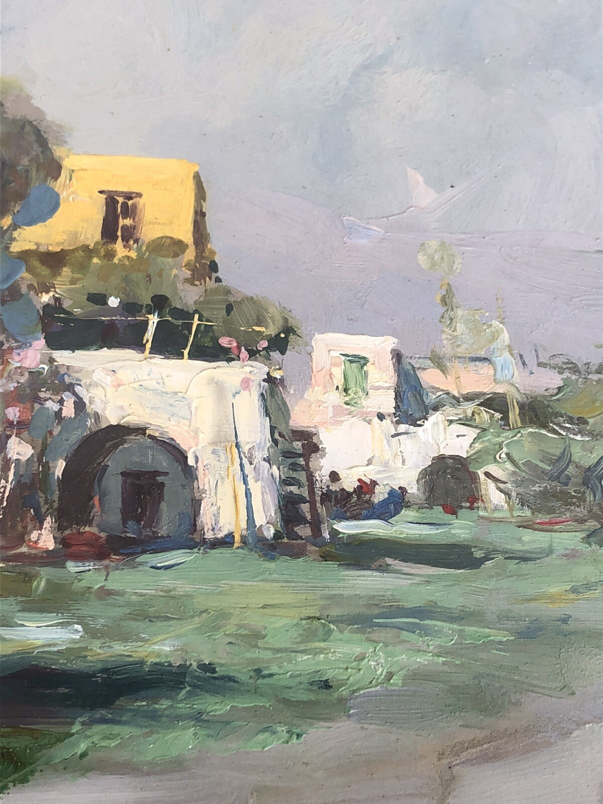 Quadro vintage -Paesaggio- dipinto a olio su tavoletta