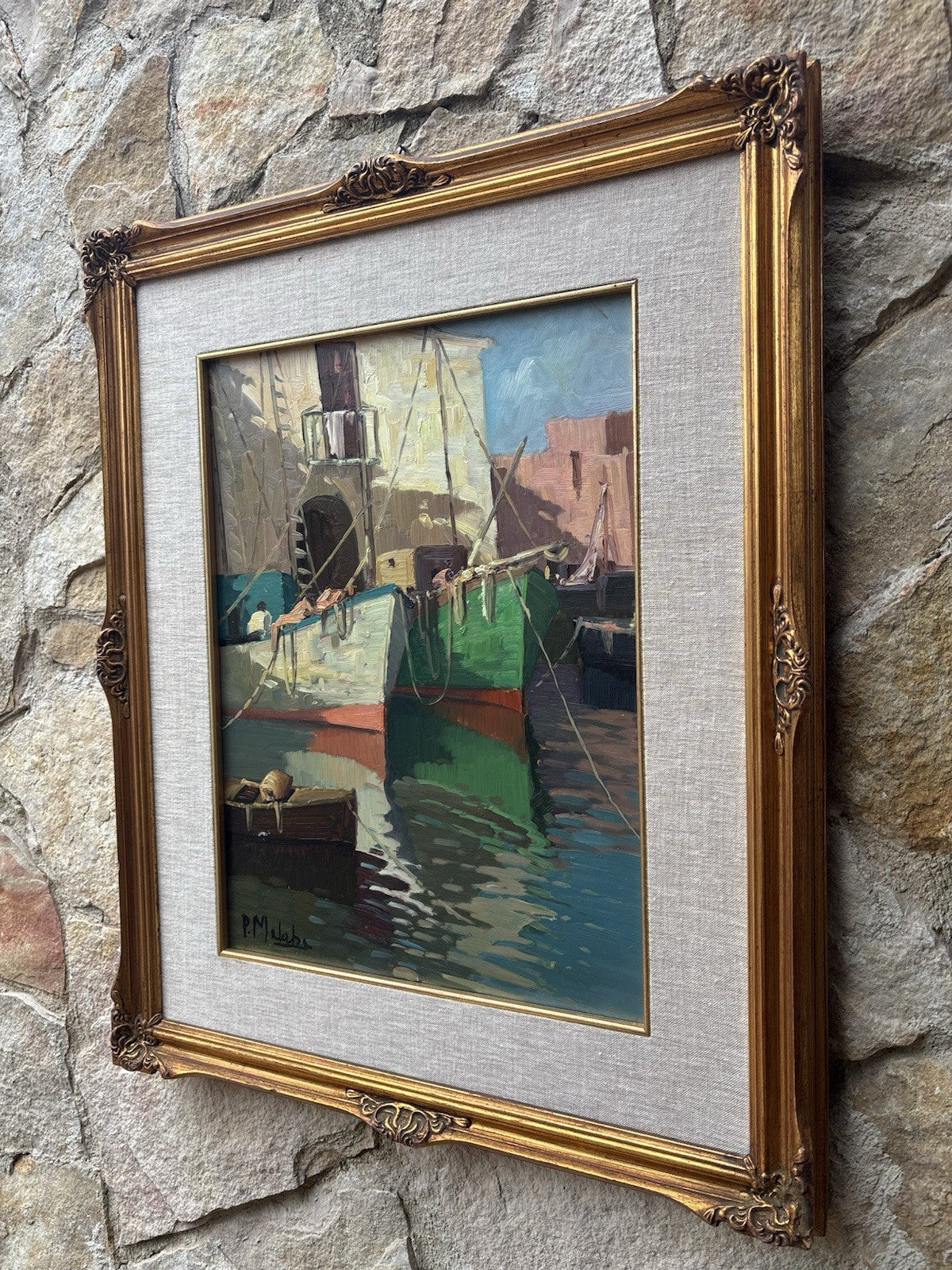 Quadro -Barche Al Porto- Paolo Malerba- dipinto a olio