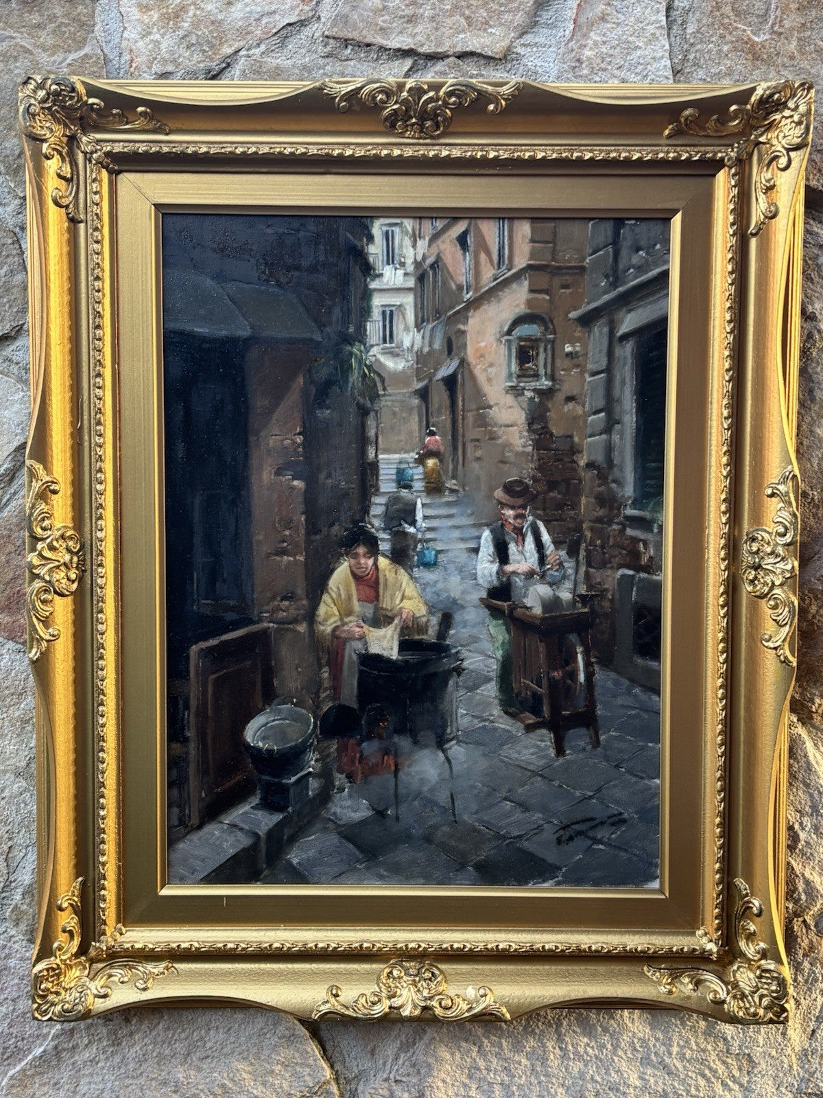 Quadro -Vicolo Di Napoli- Francesco Tammaro dipinto a olio