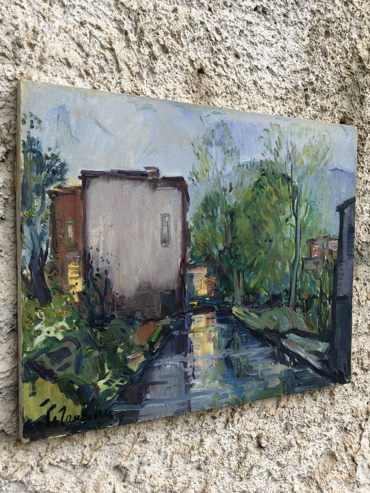 Quadro vintage -Al Sarno- dipinto a olio su tela