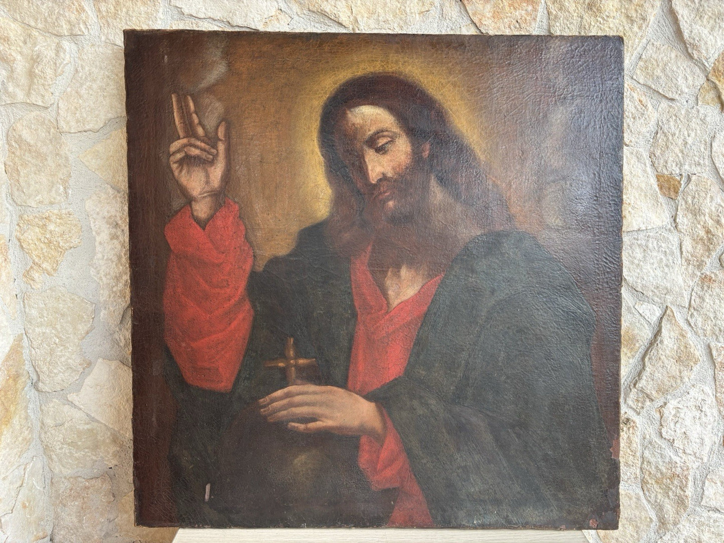 Quadro antico -Gesù- dipinto a olio su tela