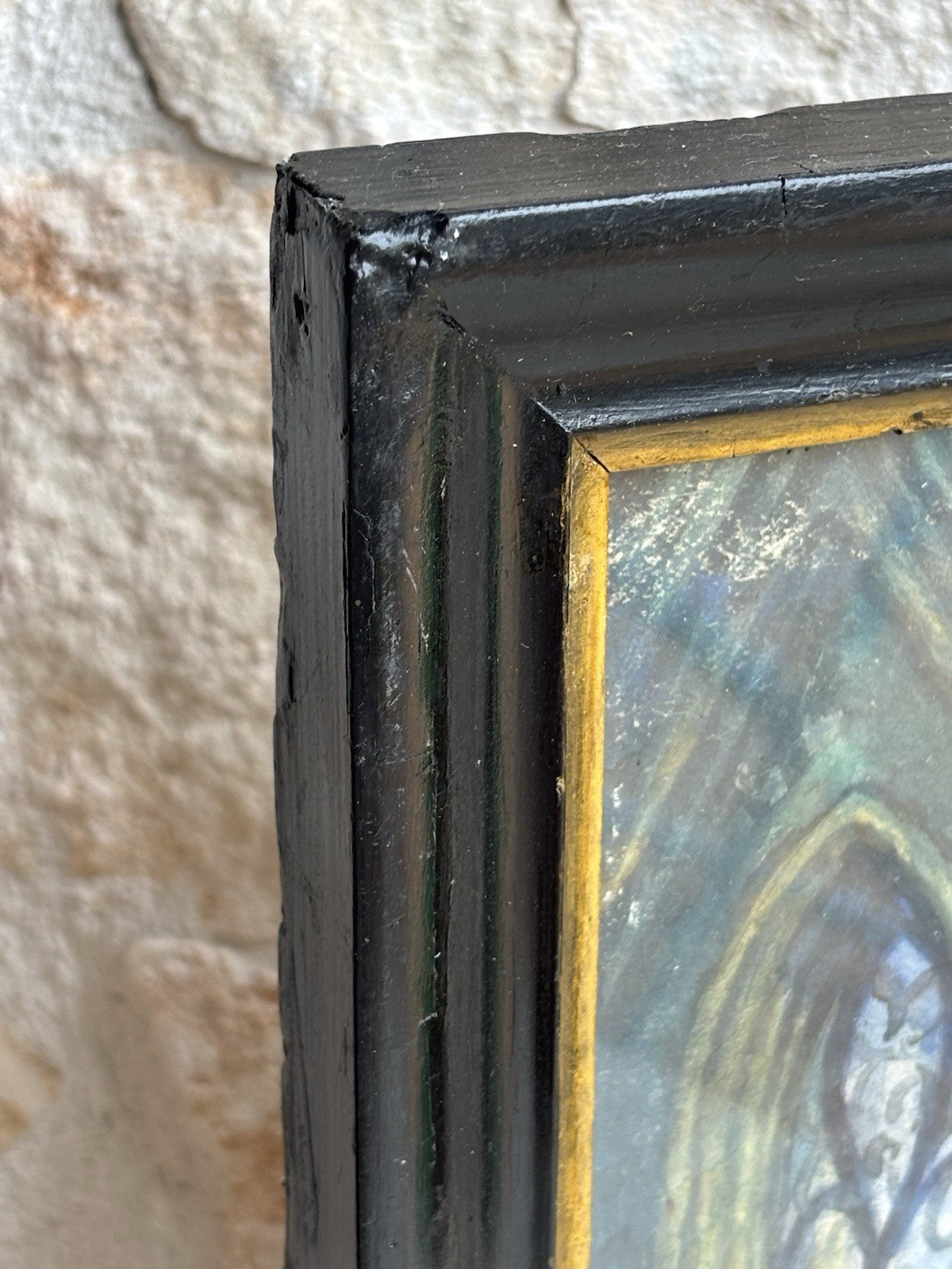 Quadro antico -Cattedrale- dipinto ad acquerello su carta