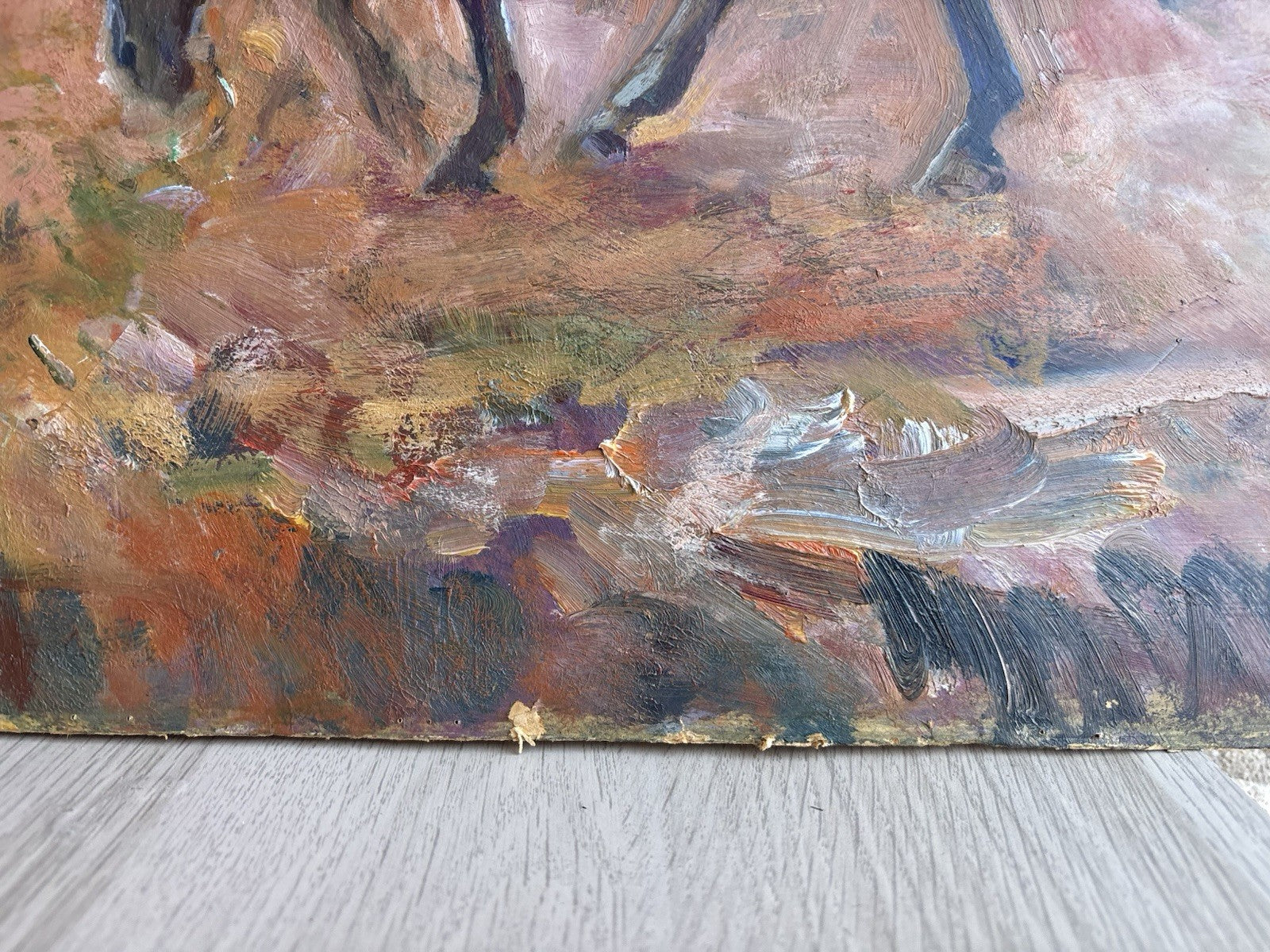 Vecchio quadro -Cavalli Al Pascolo- Ferruccio Torraca- dipinto a olio