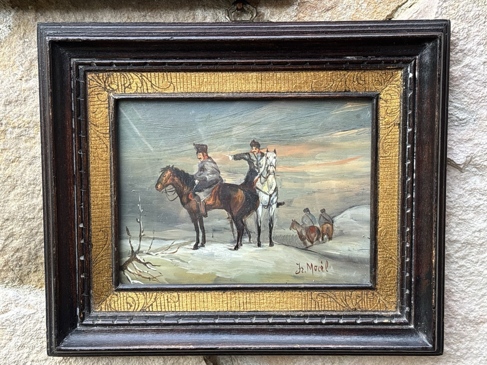 Coppia Di Quadri Vintage, Miniature Dipinte A Olio Su Rame