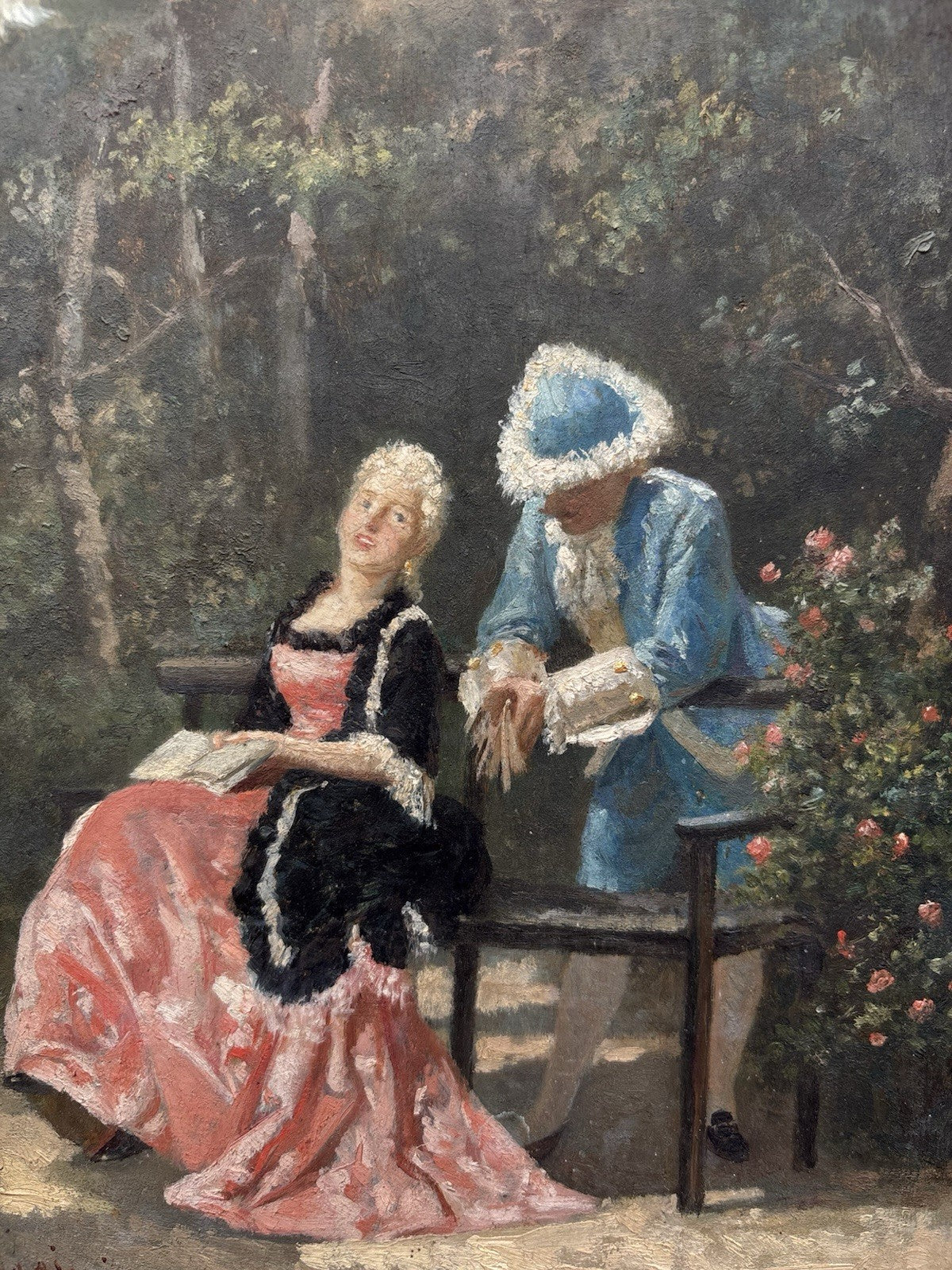 Quadro antico -Figure Di Nobili- Ferdinando Ruggieri- dipinto a olio su tavola