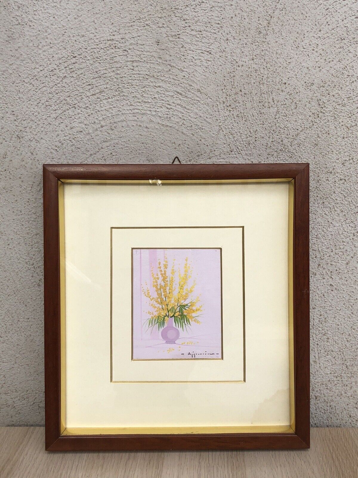 Quadro vintage -Fiori Mimose-dipinto a olio