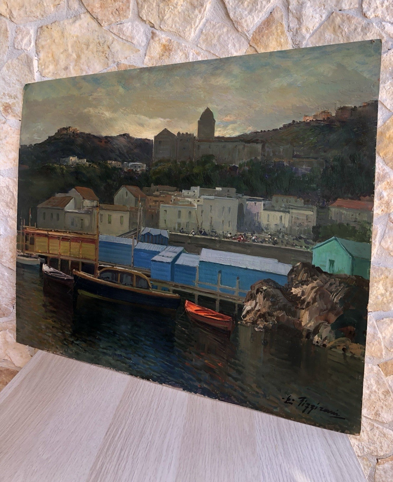 Quadro -Porto Con Barche- Edoardo Pizzirani dipinto a olio