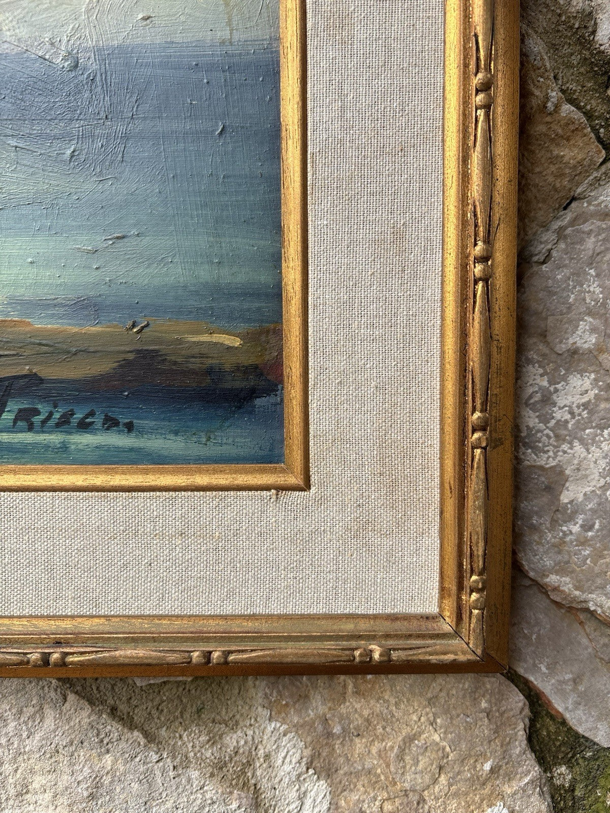 Quadro -Marina Con Pescatore- dipinto a olio