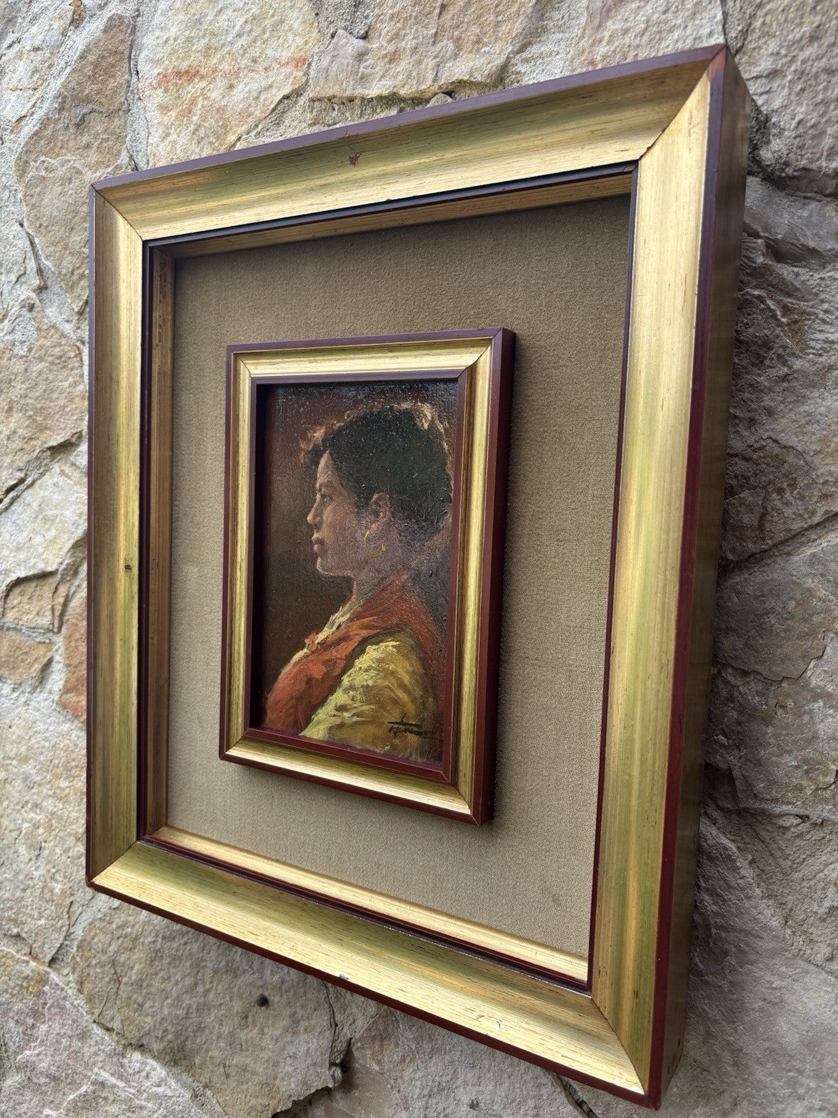 Quadro -Profilo Di Donna- Francesco Tammaro dipinto a olio su tavoletta