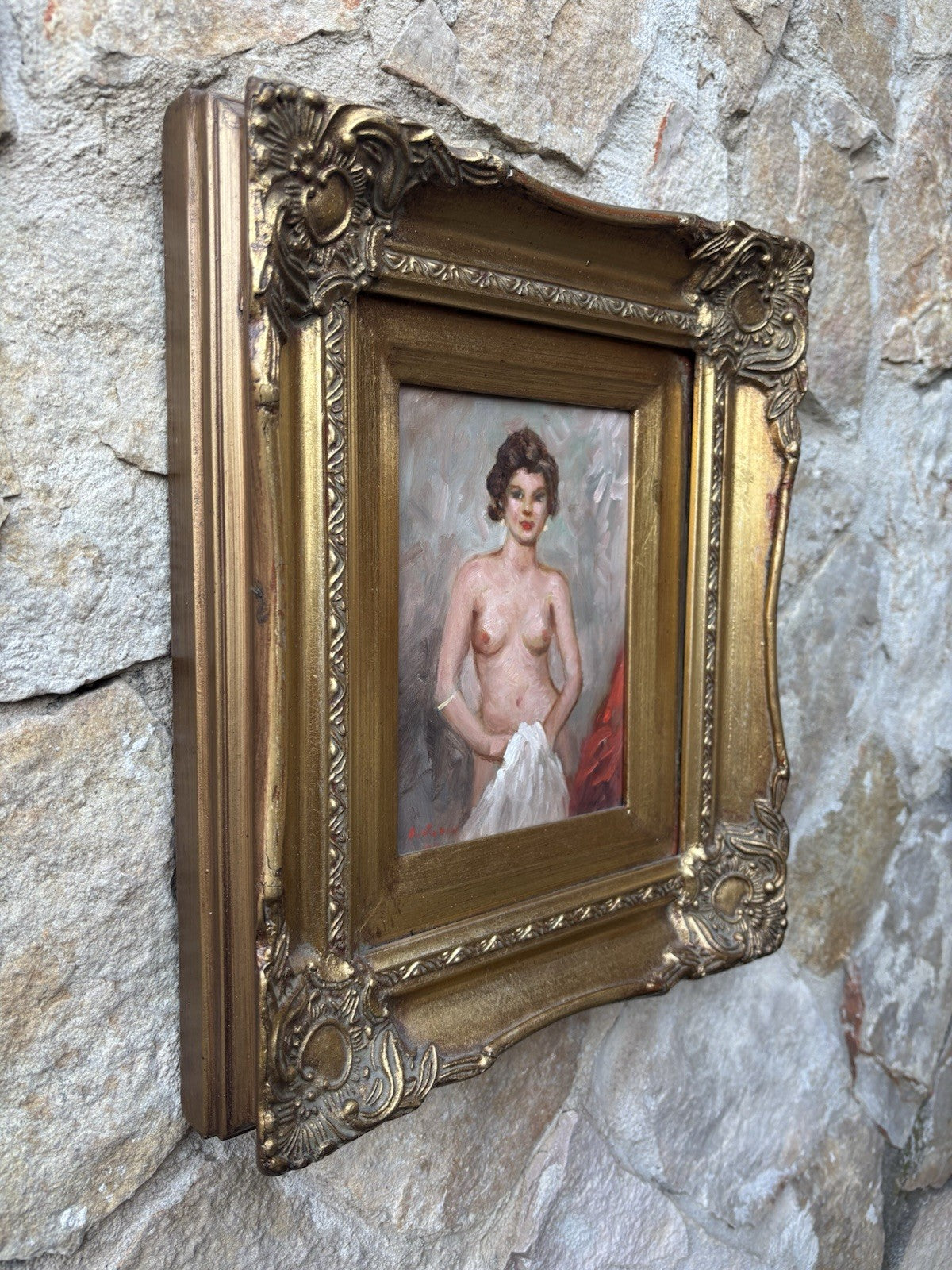 Quadro -Mezzo Nudo- dipinto a olio su tavoletta