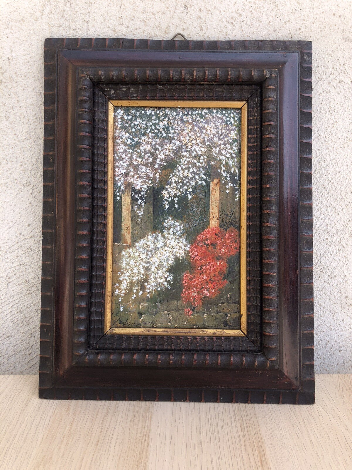 Quadro antico -Pergolato-dipinto a olio su tavola