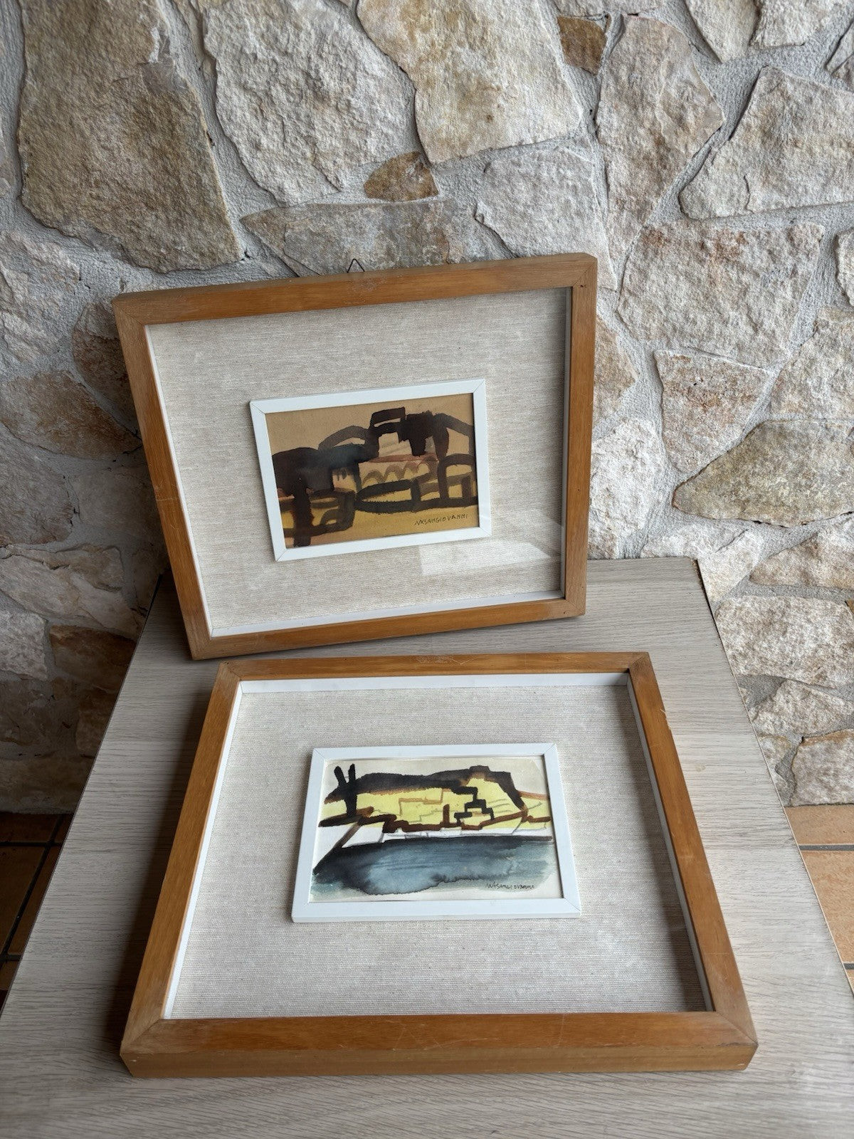 Coppia di quadri -Paesaggi- Mario Sangiovanni realizzati a tecnica mista