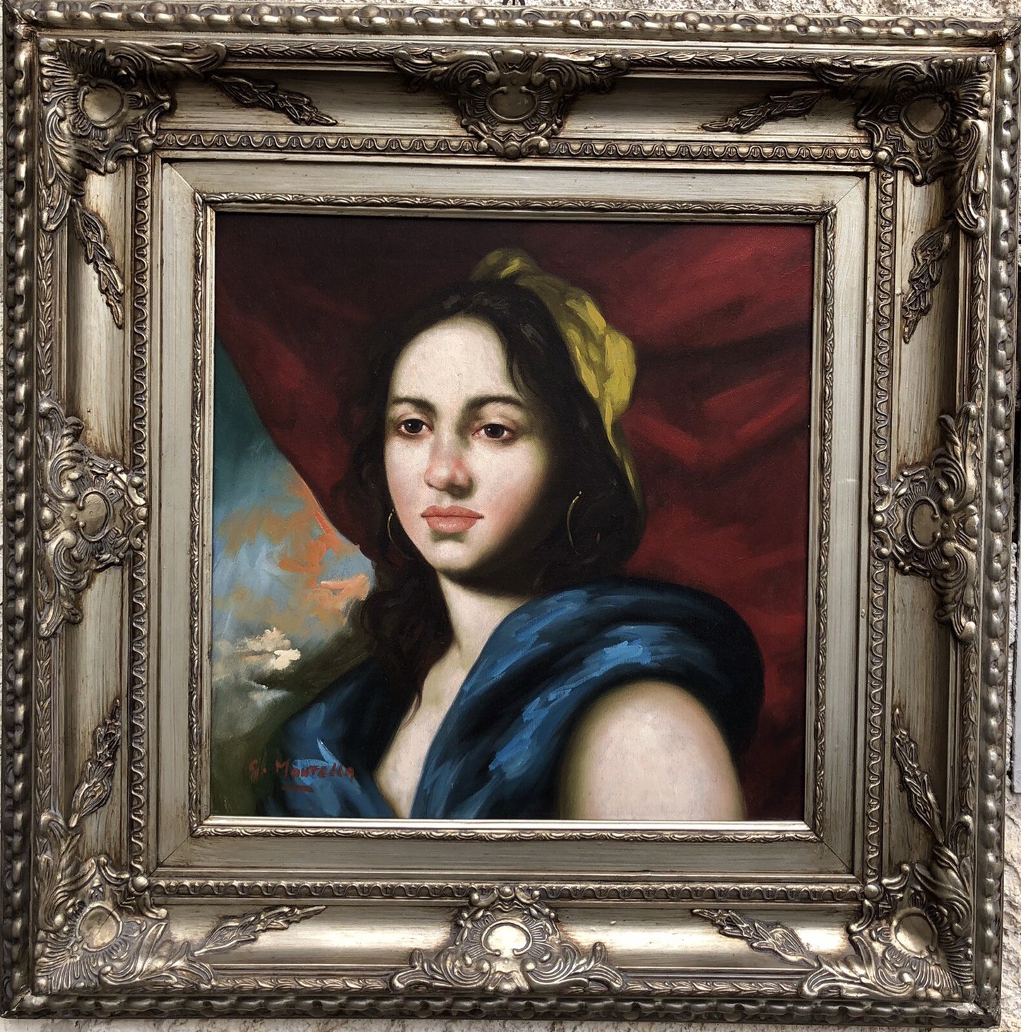 Quadro vintage Giacinto Montella dipinto a olio su tela