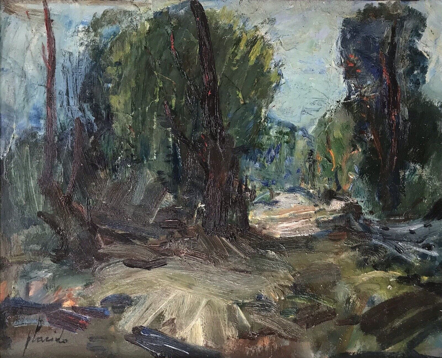 QUADRO ERRICO PLACIDO - PAESAGGIO-DIPINTO A OLIO SU TAVOLA