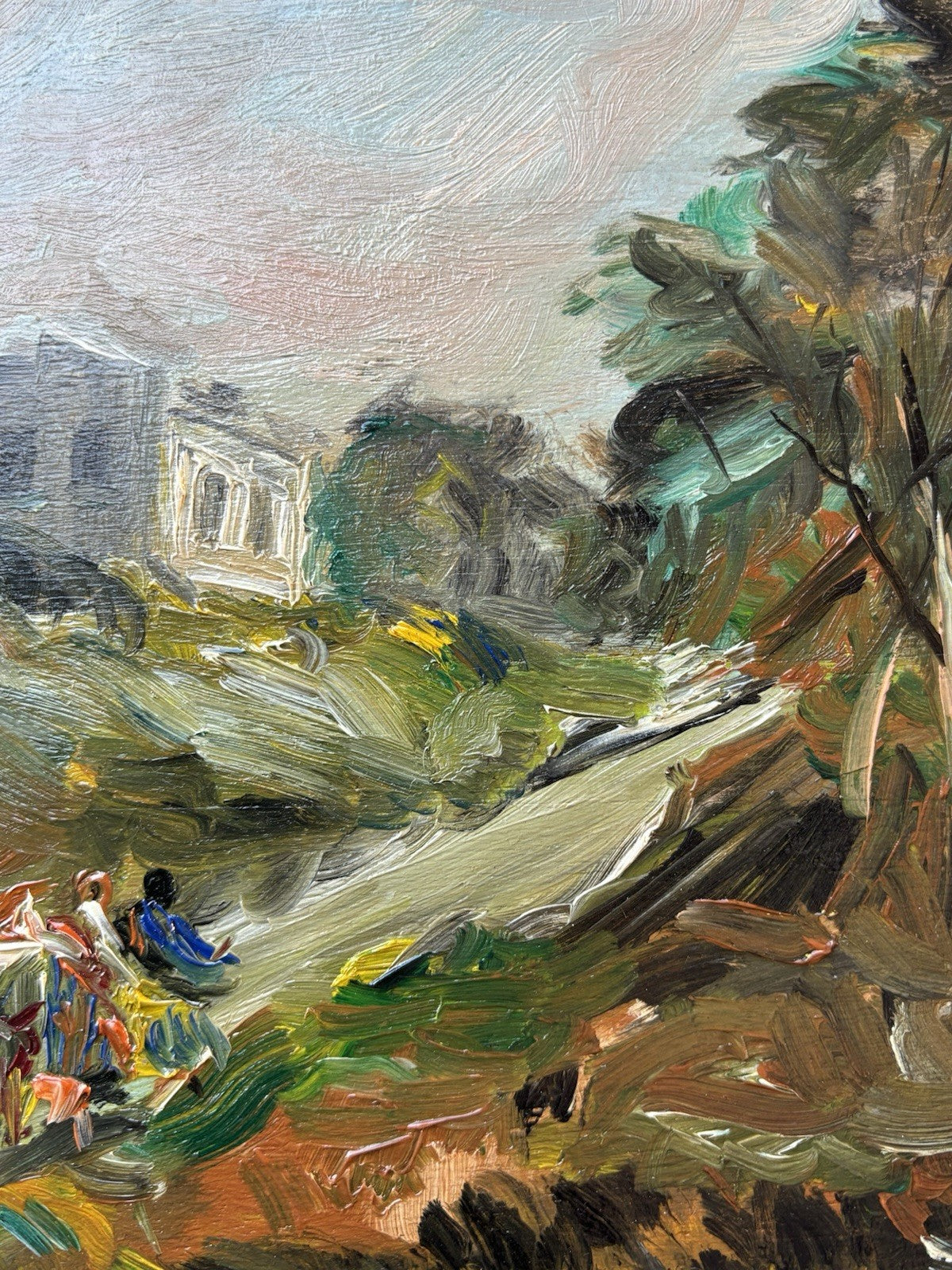 Quadro -Paesaggio Con Figure- Francesco Di Marino dipinto a olio su tavoletta