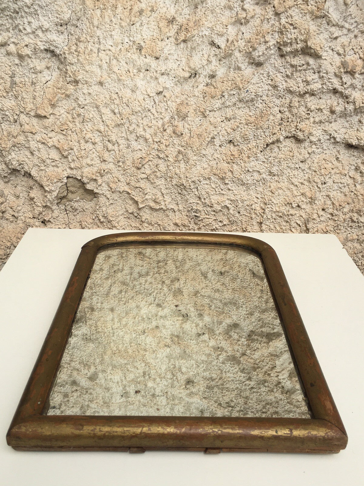 Antico specchio da tavolo con vetro al mercurio