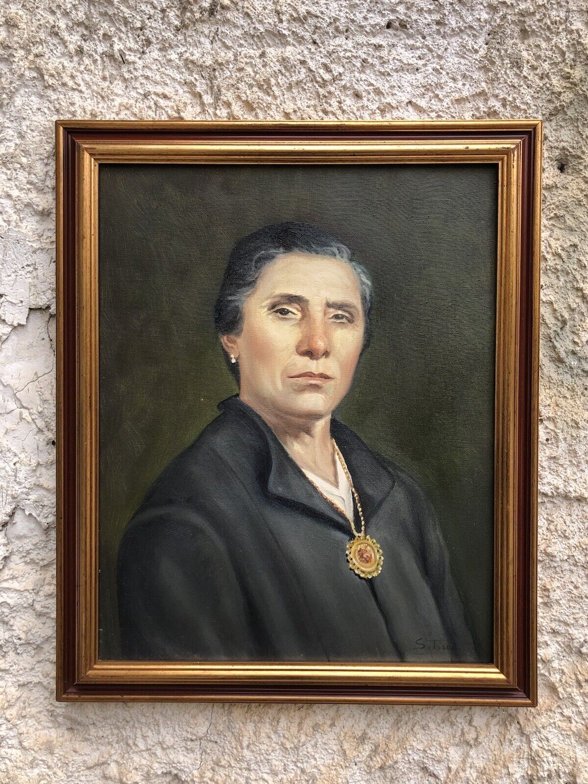 Quadro vintage -Ritratto Di Donna- dipinto a olio su tela