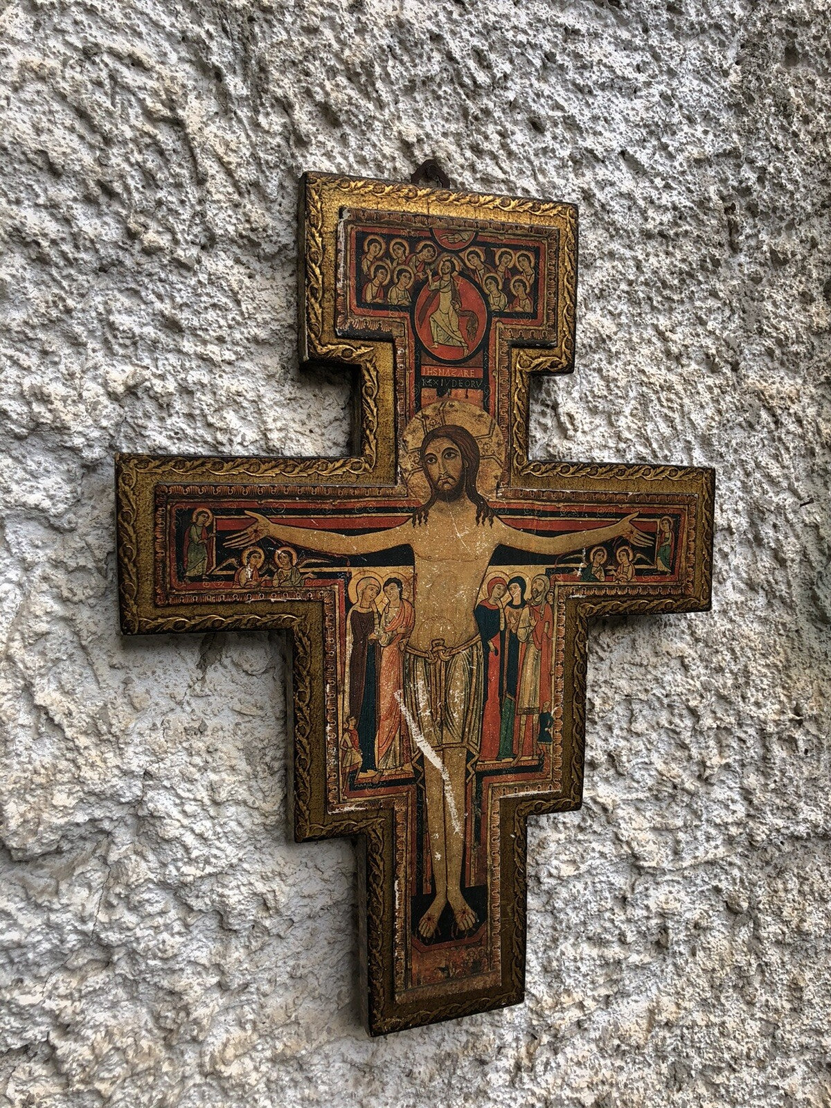 Croce Crocifisso Vintage In Legno Stile Fiorentino