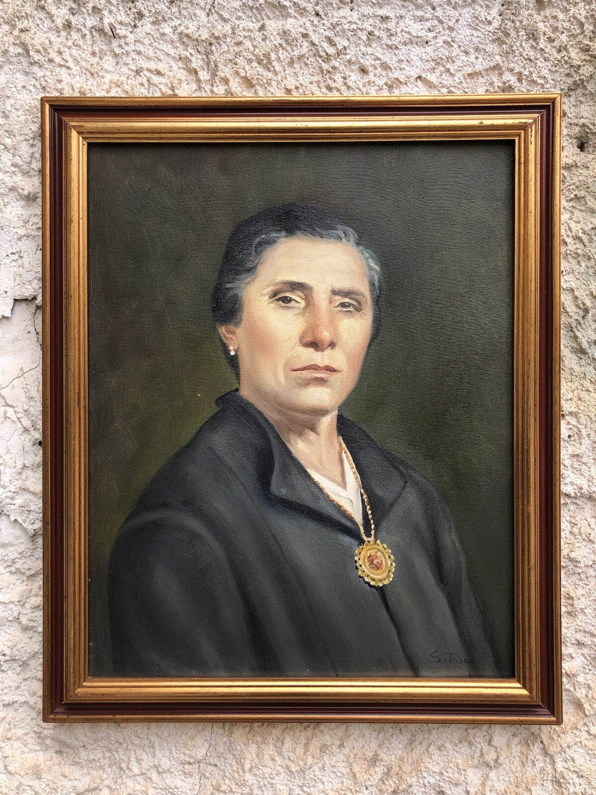 Quadro vintage -Ritratto Di Donna- dipinto a olio su tela