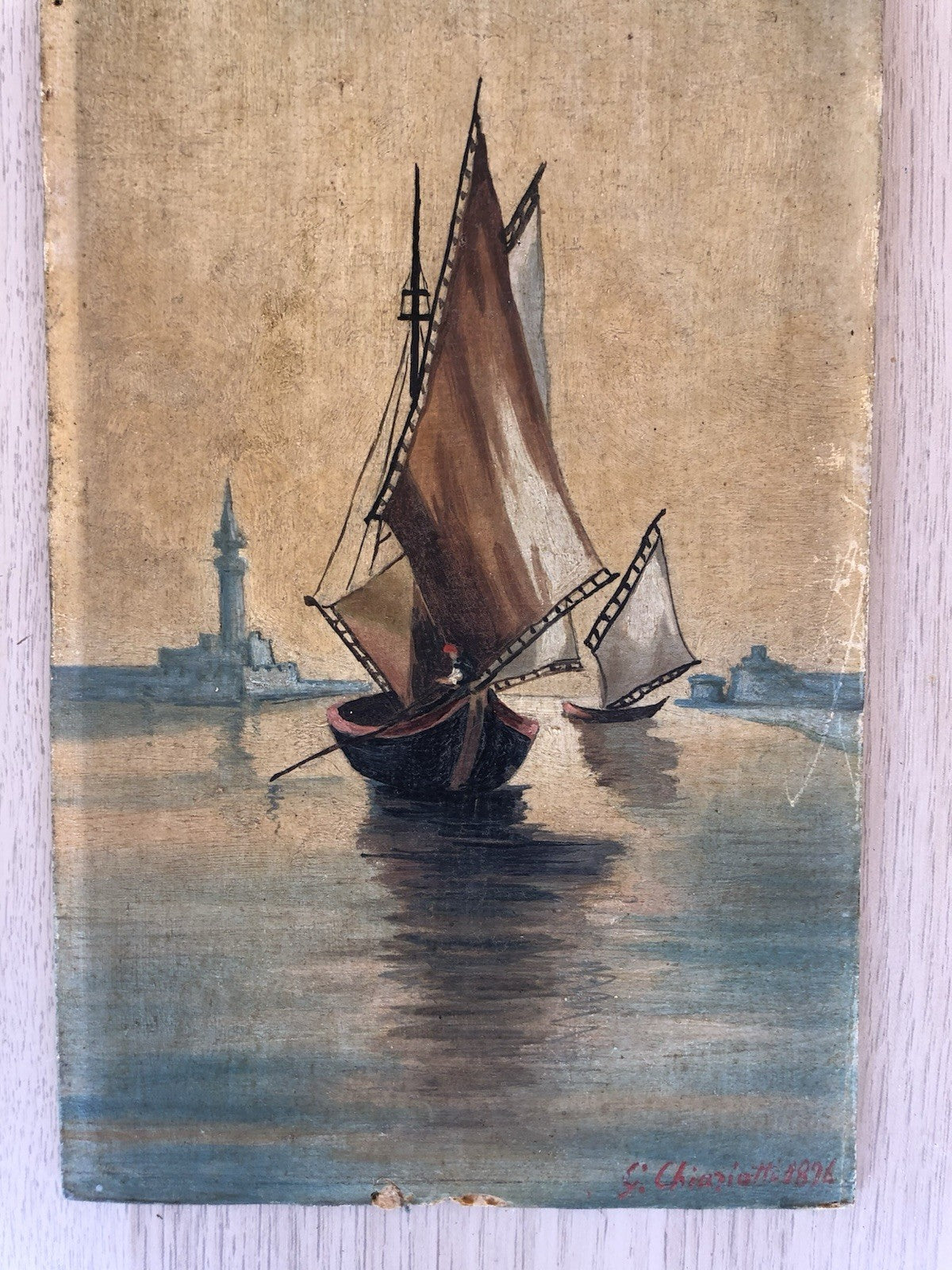 Quadro antico -Marina Di Venezia- dipinto a olio