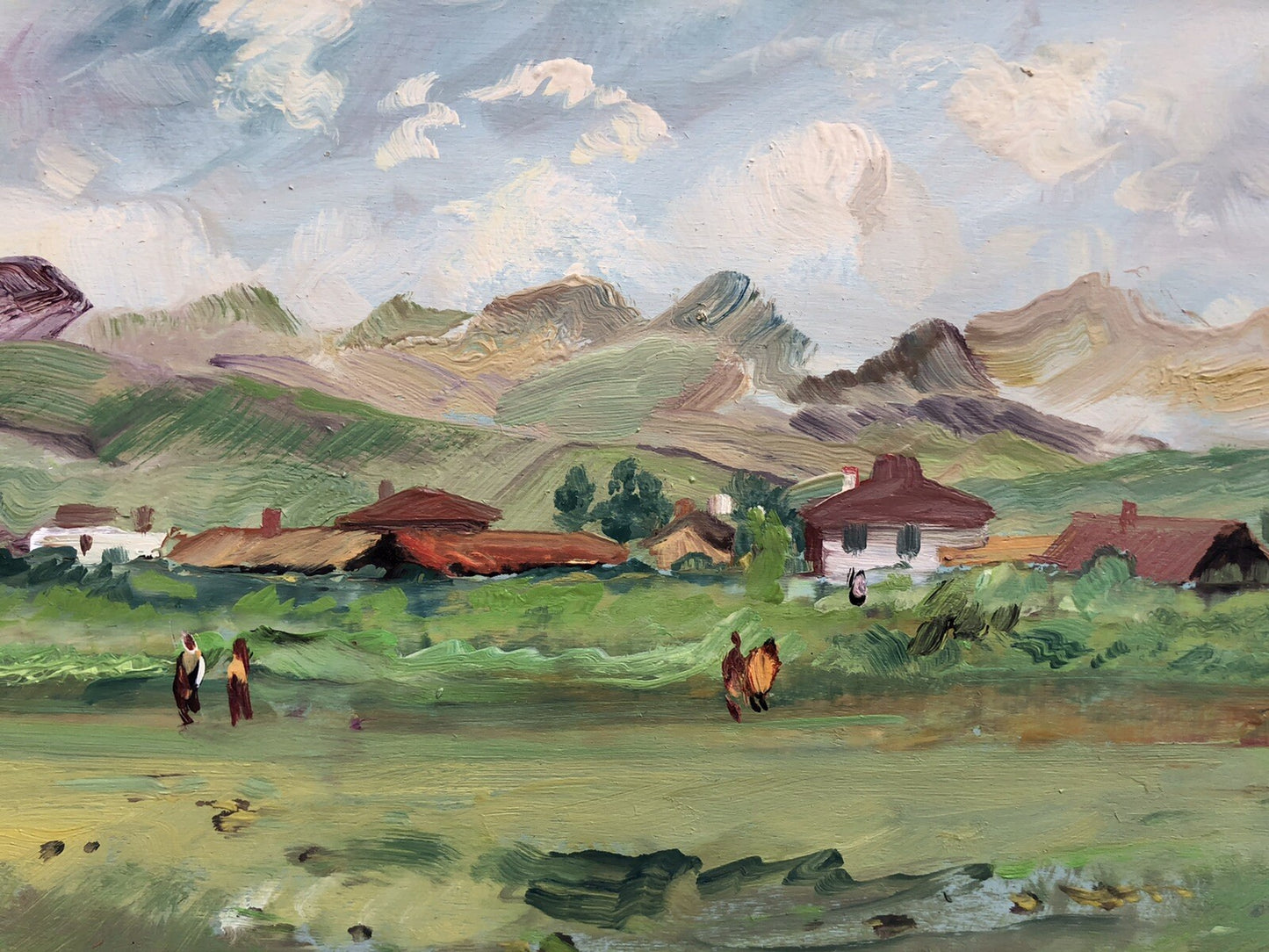 Quadro vintage -Paesaggio Alpino- dipinto a olio su tavoletta