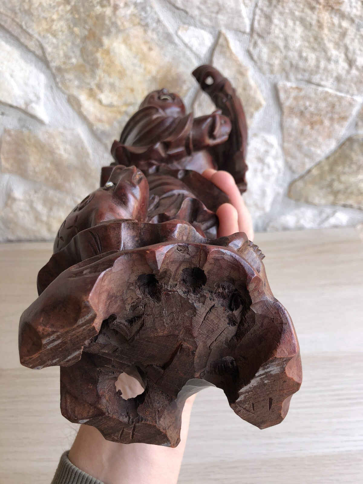 Scultura Cinese Vintage In Legno