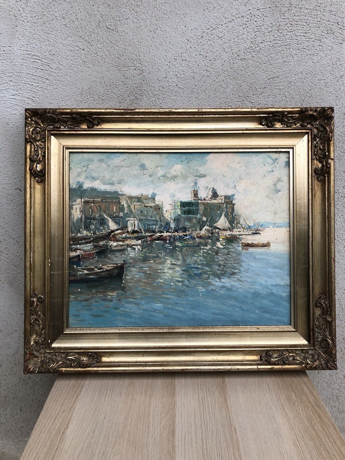 Quadro vintage -Porto Di Pozzuoli- dipinto a olio