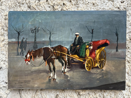 Quadro -Carrozzella Di Paese- Aniello Eco dipinto a olio su tela