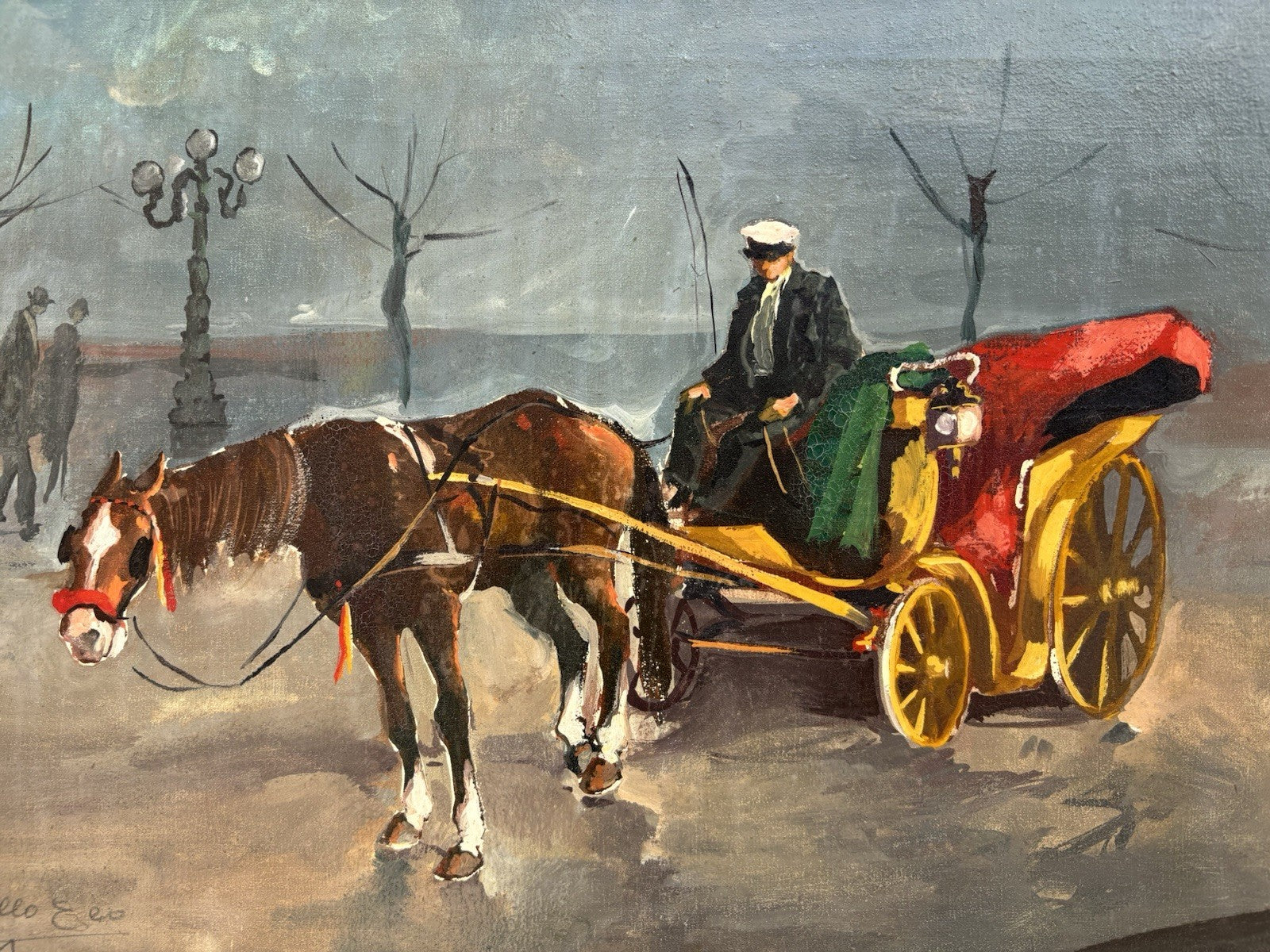 Quadro -Carrozzella Di Paese- Aniello Eco dipinto a olio su tela