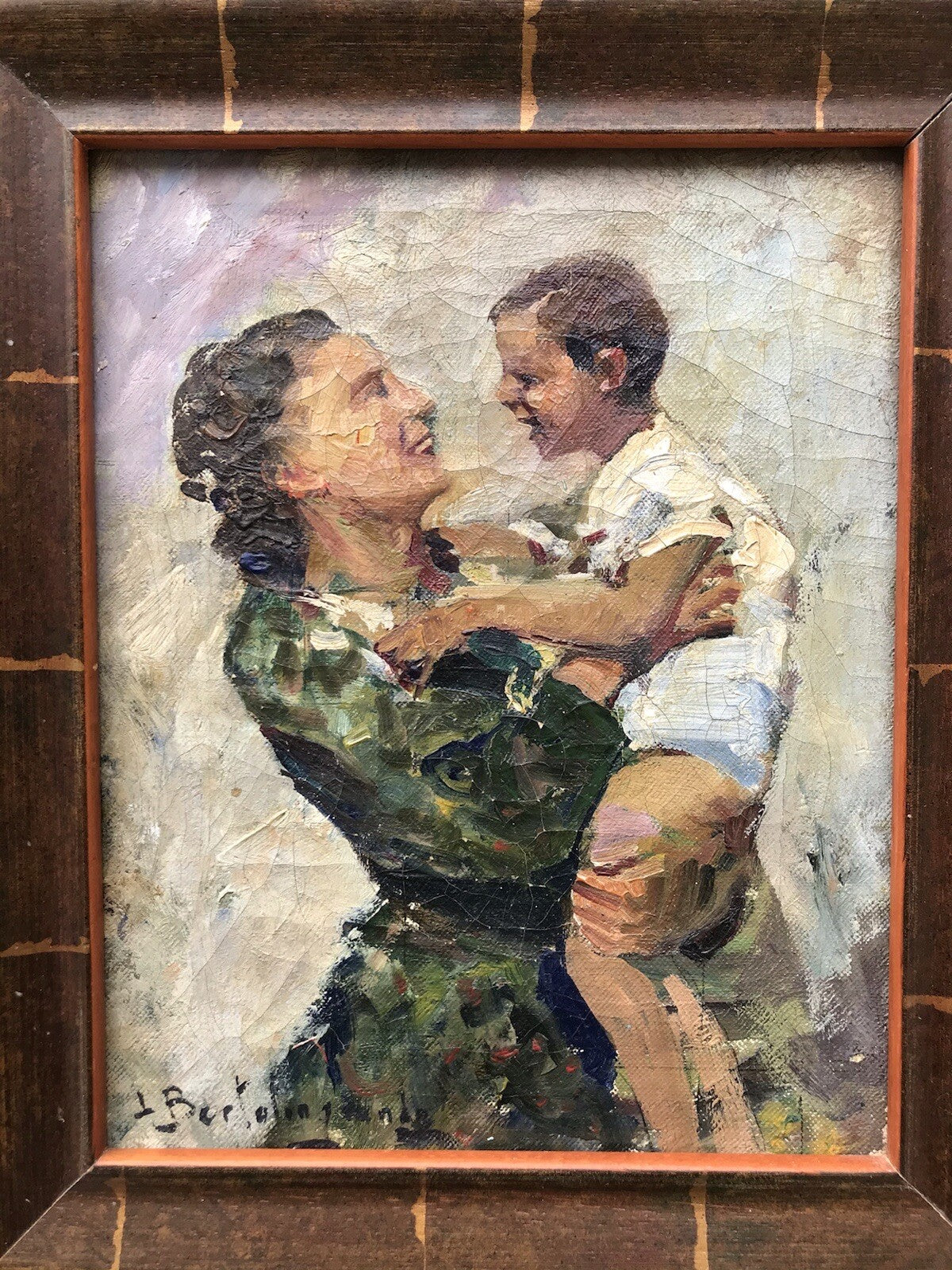 ANTICO QUADRO - MATERNITÀ- DIPINTO A OLIO SU TELA