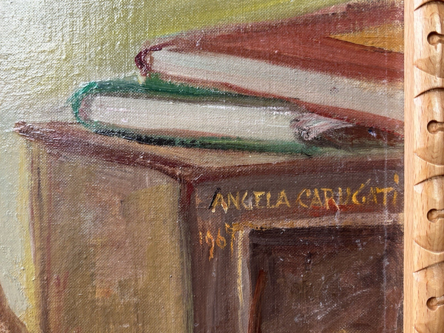 Quadro -Giovane In Lettura- Angela Carugati- dipinto a olio