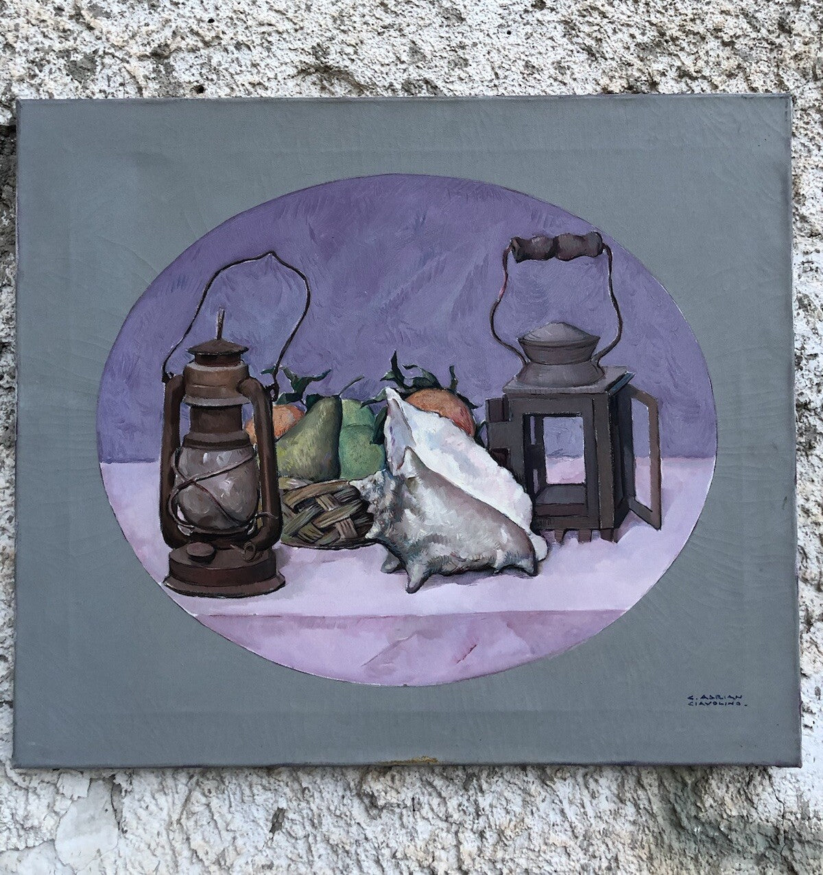 Quadro vintage -Natura Morta- dipinto a olio su tela