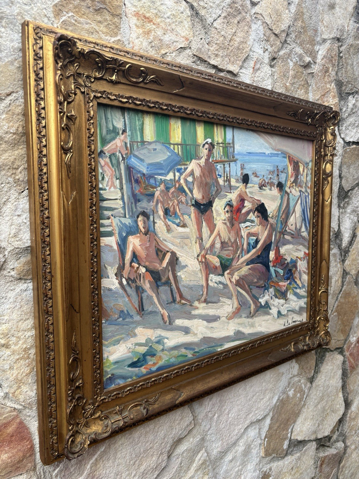Quadro -Bagnanti- Armando De Lauzieres dipinto a olio