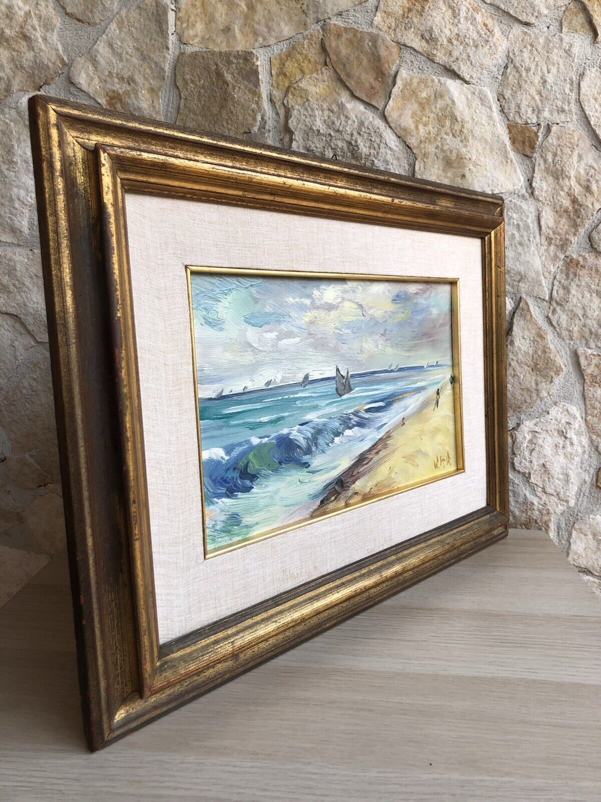 Quadro -Marina- dipinto a olio su tavola