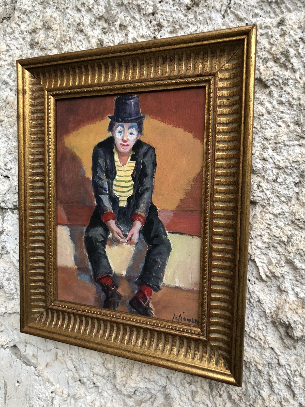 Quadro -Clown- dipinto a olio su tavoletta