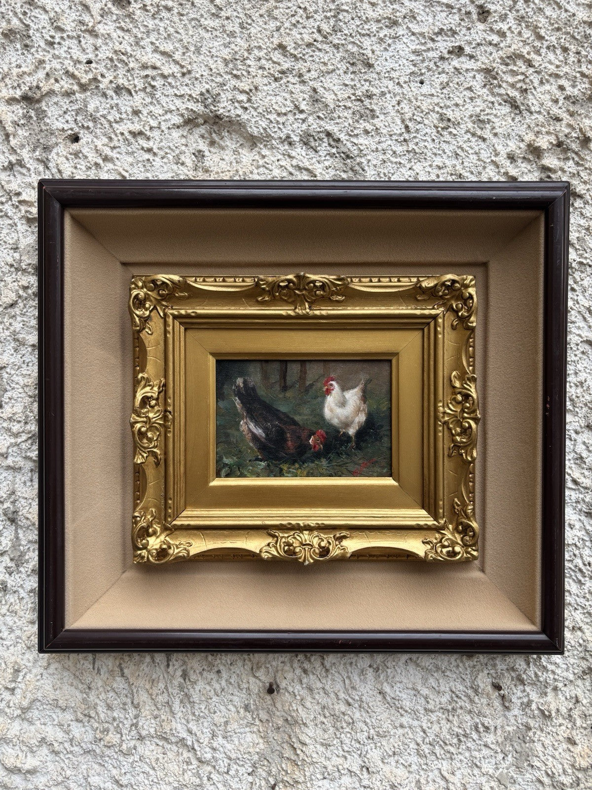 Quadro -Galline- Gianni Strino dipinto a olio su tavoletta