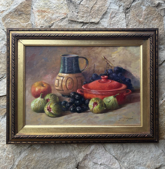 Quadro -Natura Morta- Giuseppe Gargiulo dipinto a olio su tavoletta