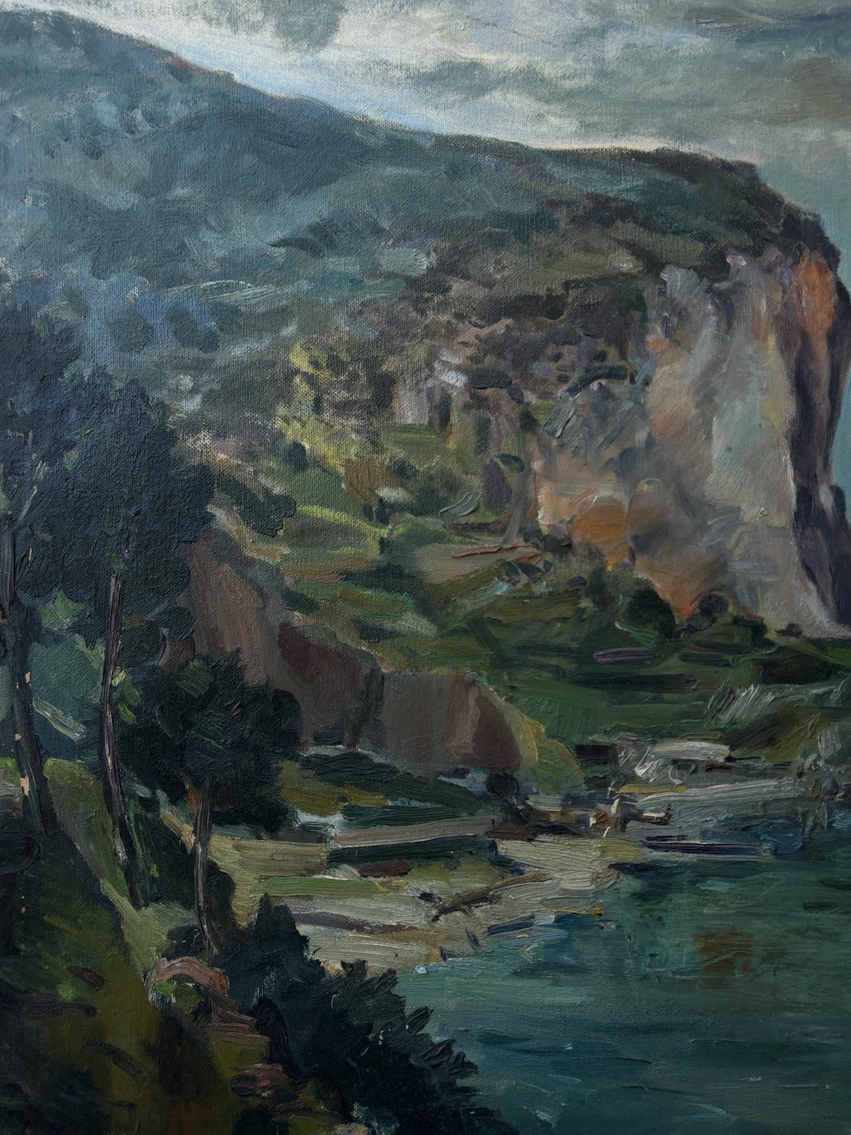 Quadro -Scogliera Con Marina- dipinto a olio su tela