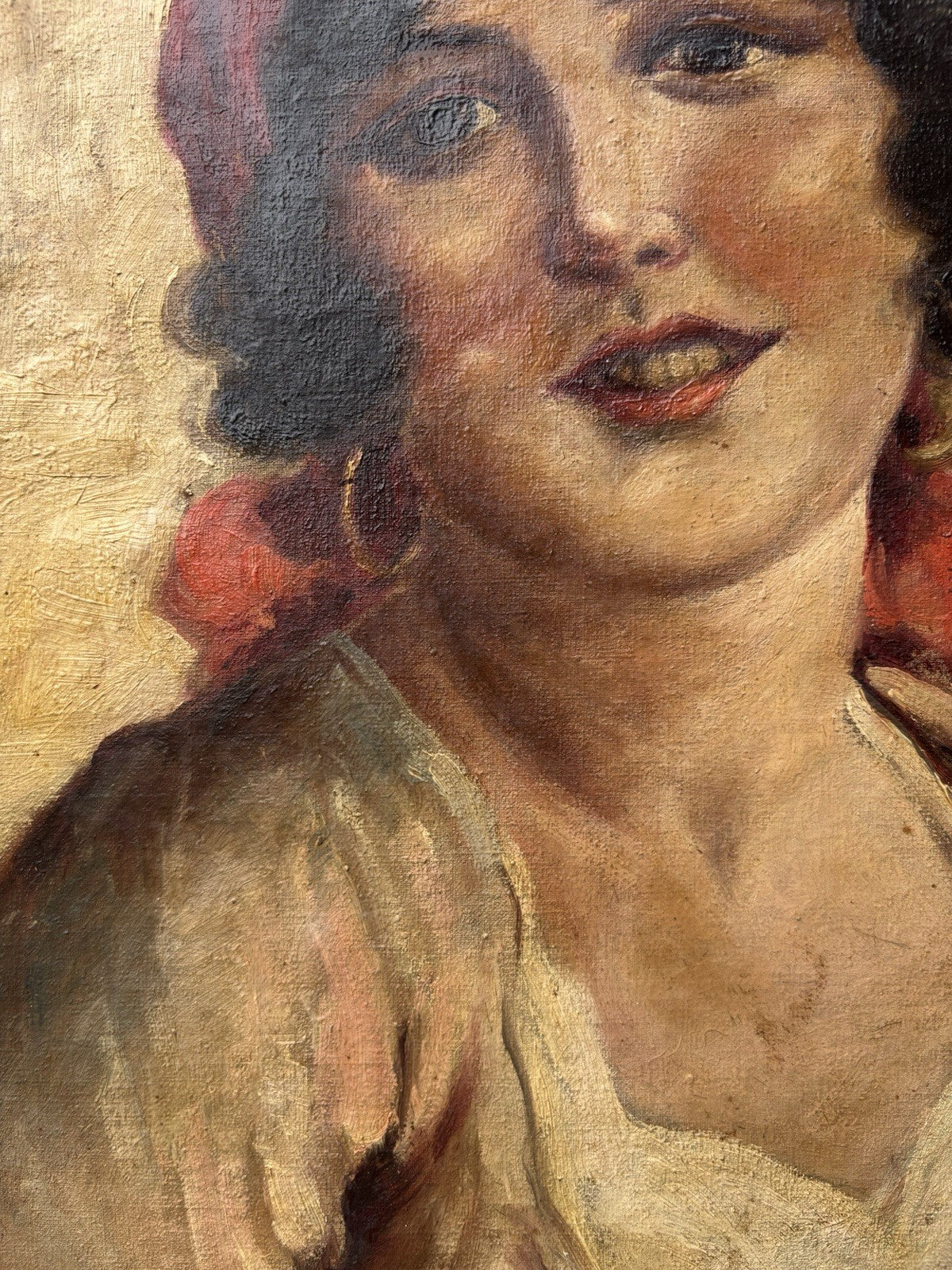 Quadro antico -Figura Di Donna- dipinto a olio su tela