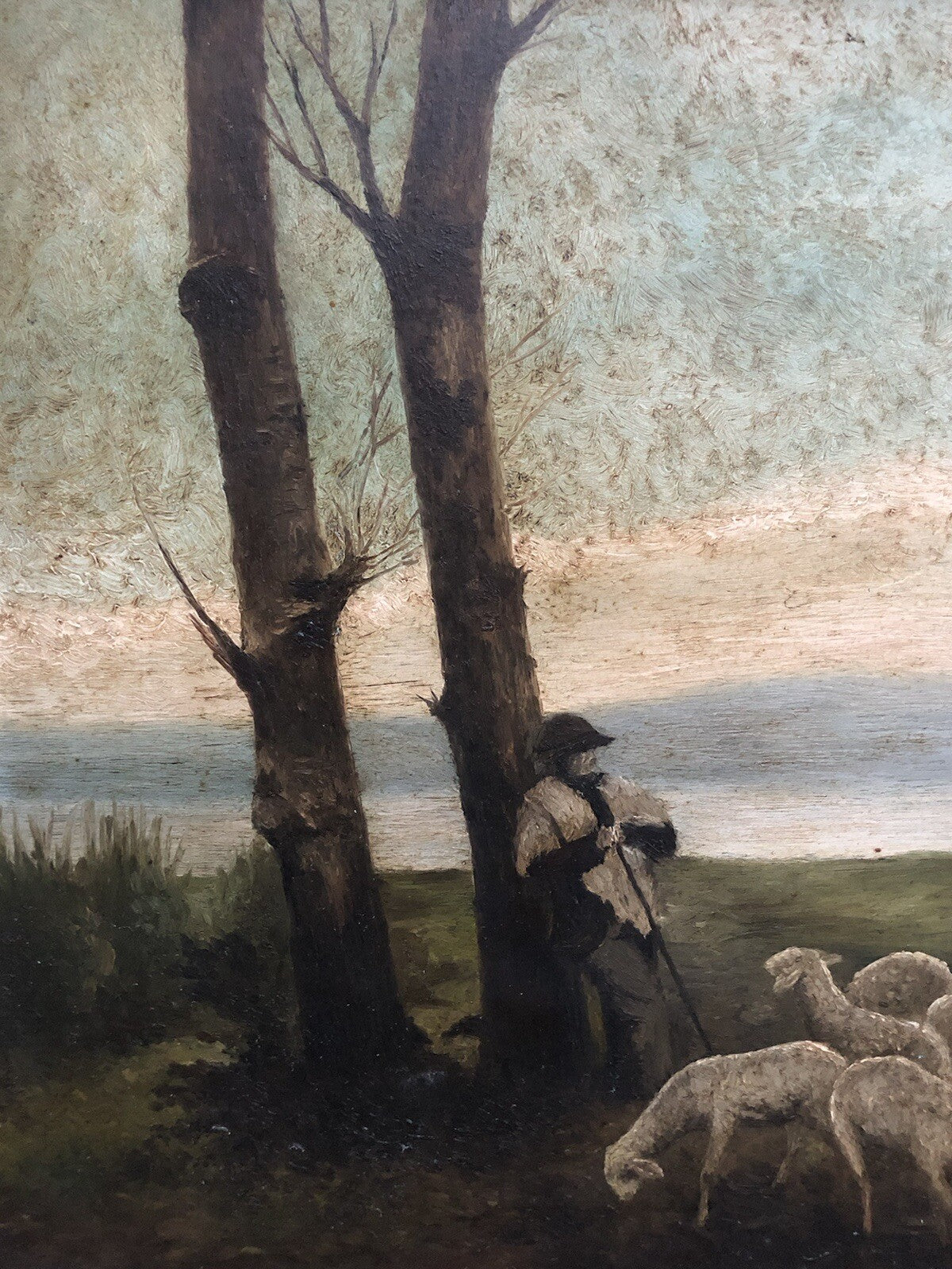 Quadro vintage -Paesaggio Con Gregge- dipinto a olio