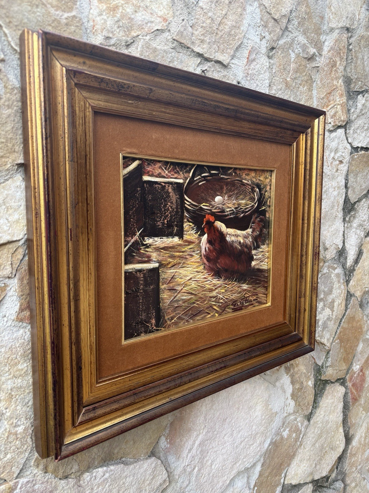Quadro -Pollaio- Goffredo Villa dipinto a olio su tavoletta